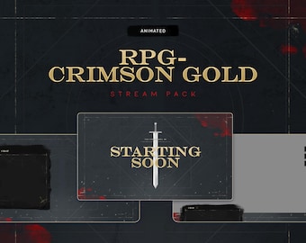 RPG Crimson Gold Animated Stream Overlay Package (Digital Download)