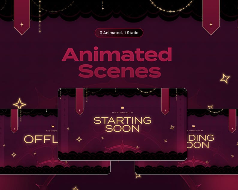 Vampire Crimson Animated Stream Overlay Package, Red Glow (digital ...