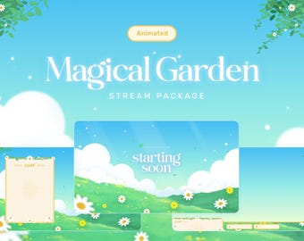 Magical Garden Animated Stream Overlay Package, Twitch (Digital Download)