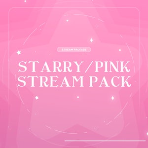 Peut inclure: Un design graphique rose et blanc avec un motif en forme d'étoile et le texte "STREAM PACKAGE" et "STARRY/PINK STREAM PACK".