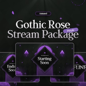Gothic Rose Purple animiertes Stream Paket, Lila, Glow, Twitch, Alarme, Hintergrund, Ästhetik, Sauber, Dekoration, Übergang, Dunkel