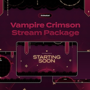 Vampire Crimson Animated Stream Overlay Package, Red, Glow, Twitch Overlay, Background, Aesthetic, Clean, Transition, Dark, Demon, Devil