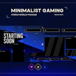 Dark Blue Animated Stream Overlay Package (Digital Download)