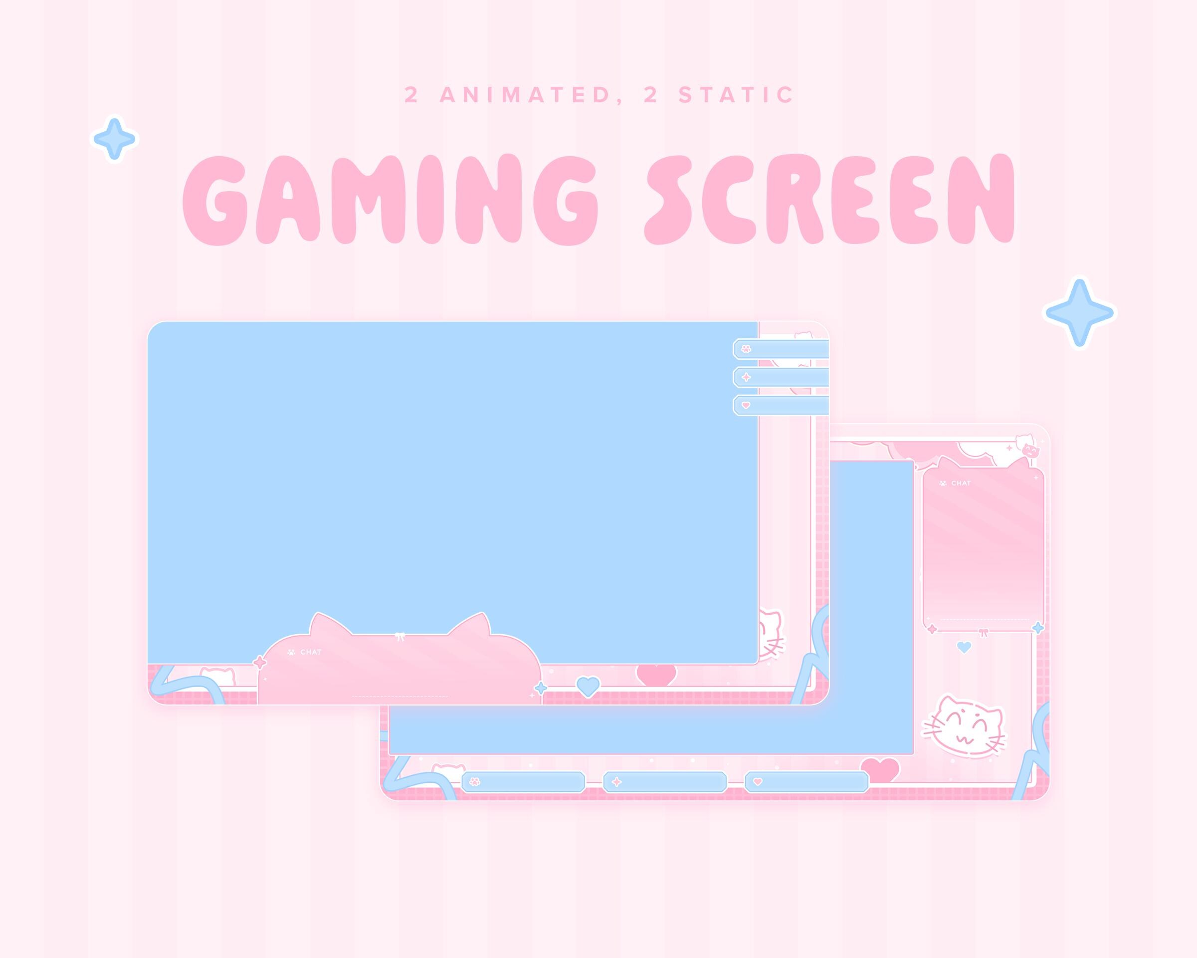 Cat Pink Animated Twitch Stream Overlay Package (digital Download) - Etsy