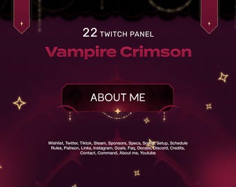 Vampire Crimson Twitch Panels: Gothic Stream Design (Digital Download)