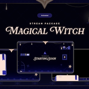 Geanimeerd Magical Witch-stream-overlaypakket (digitale download)