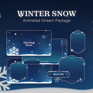Paquete de superposiciones de transmisión animadas de nieve invernal (descarga digital)