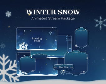 Winter Snow Animated Stream Overlay Package (Digital Download)