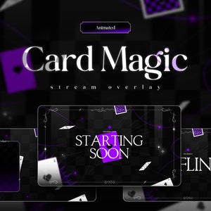 Pacchetto di sovrapposizione di flusso animato Card Magic Purple, Viola, Bagliore, Contrazione, Pannelli, Sfondo, Estetico, Pulito, Decorazione, Transizione, Scuro