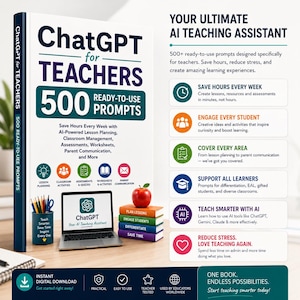 Kit di strumenti per insegnanti basato sull'IA / Oltre 500 spunti di intelligenza artificiale pronti all'uso per ChatGPT e Gemini / Piani di lezione / Attività per la classe / Download digitale