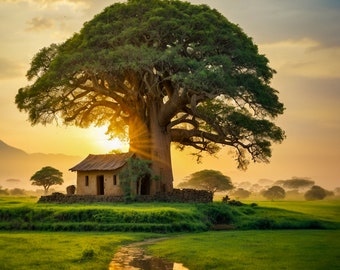 Baobab Tree, Wall Art Decor, African Safari Theme, Unique Home Decoration