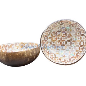 Coconut Bowl, Coconut Shell, Lacquer, Vietnamese Lacquer, Seashell Egg added with Personalize Shape