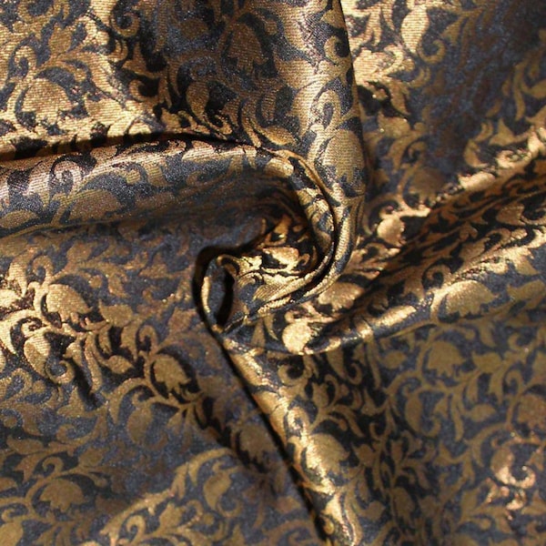 Brocade Black Fabric By The Yard Art Silk Fabric For Wedding Dress, Jacket, Cushion Cover, Quilting, Blouses Fabric, Sewing Projects