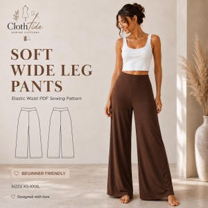Wide Leg Pants Sewing Pattern PDF, High Waist Palazzo Pants Pattern, Easy Women’s Pants, A4 A0, Beginner Friendly