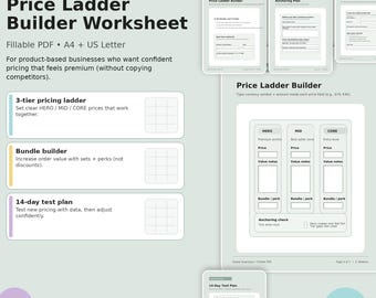 Price Ladder Builder Worksheet | Pricing Tiers Template | Good Better Best Pricing | Handmade Product Pricing | Jewellery Pricing Guide PDF