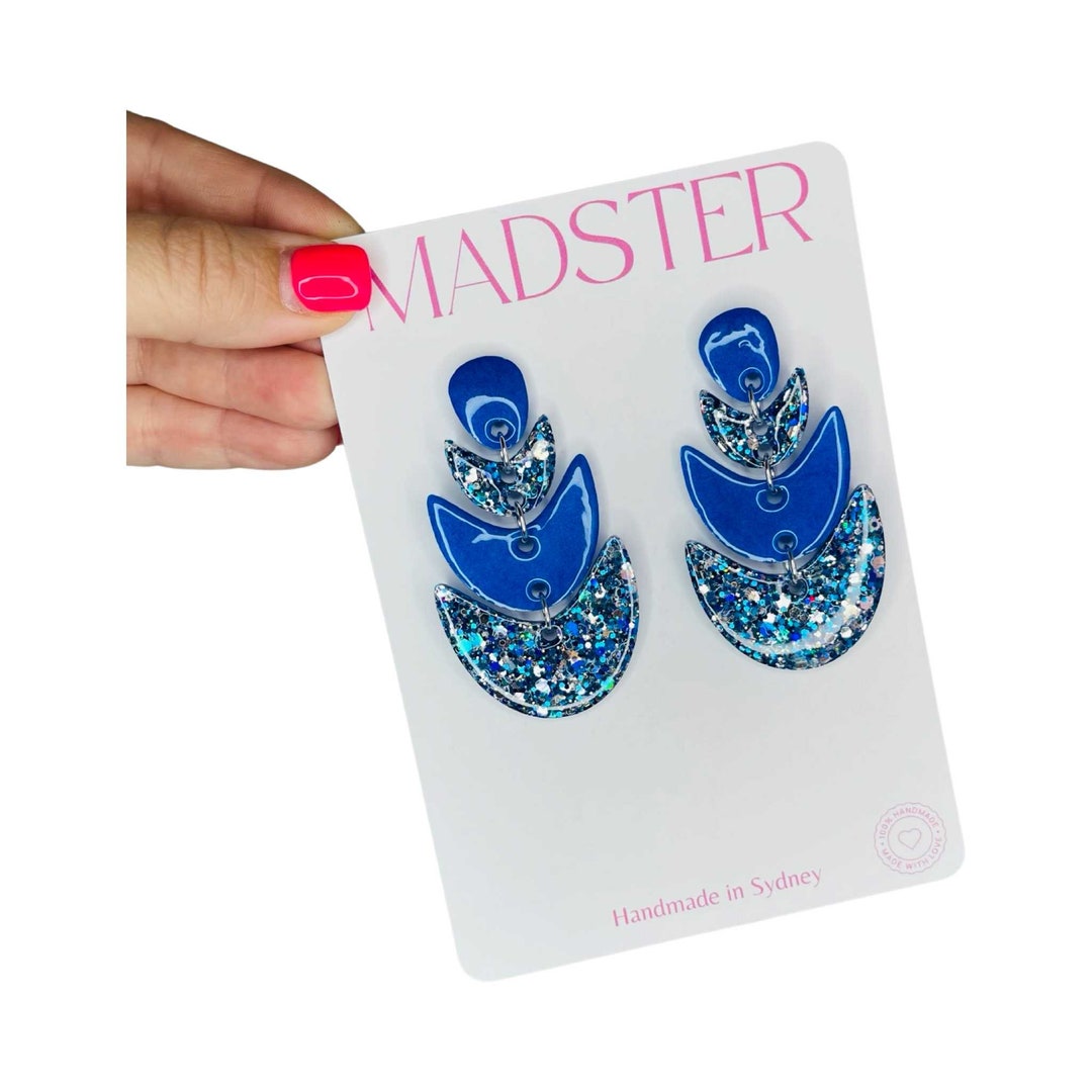 Sydney Statement Dangles BLUE Dangles Statement Dangles Earrings Resin