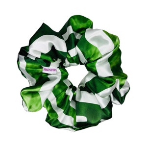 XL Jungle Satin Scrunchie | Oversized Green Hair Tie | 90s Retro Hair Scrunchy | Soft Satin Hair Accessory | Gift for Her