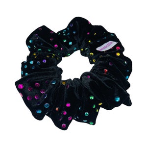 Deluxe Diamond Velvet Scrunchie | Black Scrunchie | Regular Size | 90s fashion | scrunchies, scrunchy, hair tie, hair scrunchie, gift