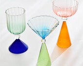 Champagne Glass Cups 220 mL Cocktail Whiskey Colorful Cups Funnel Flute Wine Goblet Tall Drinking Bottle Gift for Christmas