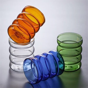 Buy Hand Blown Set of 2 Square Drinking Glasses With Rainbow Online in  India 