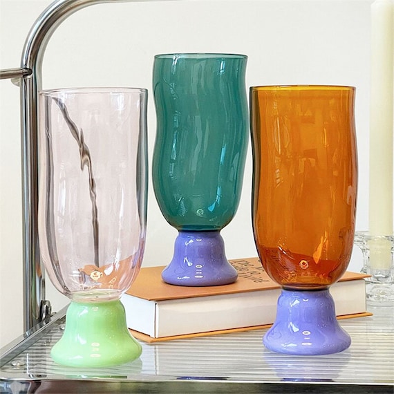 Ribbed Glass Cup, 20 oz Ribbed Drinking Glasses Glassware, Aesthetic Water  Cocktail Glasses, Thick Glass Coffee Cups, Vintage Iced Coffee Cup, Coffee  Accessories 