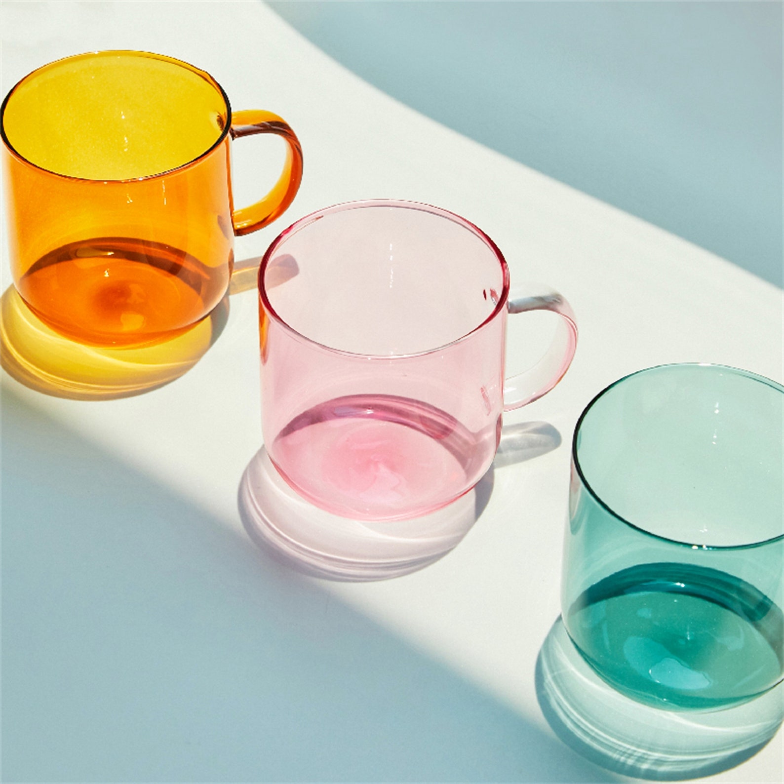 Handmade Colorful Glass Cups With Handle Coffee Mug 350 Ml Etsy