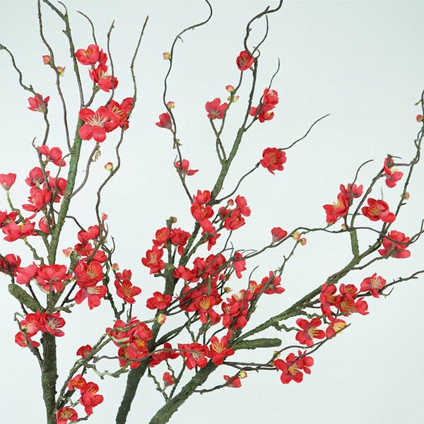 Plum Blossom Long Branch, Peach Blossom Stem with Buds, Artificial Flower Craft, Chinese Home Floral Decor, Wedding Arrangement Centerpiece