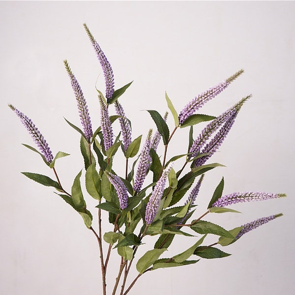 Spike Speedwell Stem with Leaves, Fake Veronica Spicata, Salvia Japonica Spray, Artificial Flowers, Home Floral Decor, Wedding Arrangement