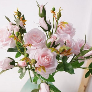 Quality Rose Spray with Buds, Real Touch Petals, Artificial Flower Crafts, Home Floral Decor, for Wedding Bouquet, Party Bloom Arrangement