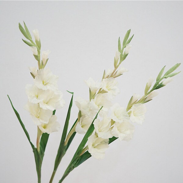 Gladiola Flower Long Stem with Bud, Artificial Bloom Craft, Home Floral Decor, Faux Tropical Plant, Bridal Bouquet Filler, Real Touch Petals