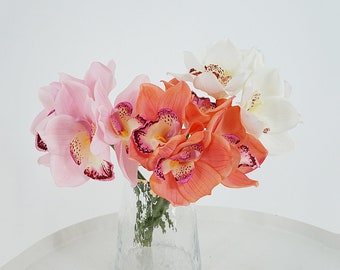 Gefälschte Cymbidium Bouquet, Real Touch Orchidee Bundle, Künstliche Blumen Handwerk, Wohnzimmer Blumendekor, Hochzeit Party Arrangement Mittelstück