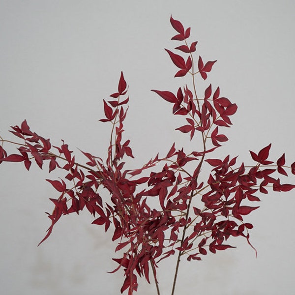 Faux Nandina Domestica Leaf Branch, Heavenly Bamboo Plant, Fall Foliage Craft, Artificial Flowers, Home Greenery Decor, Wedding Party Floral