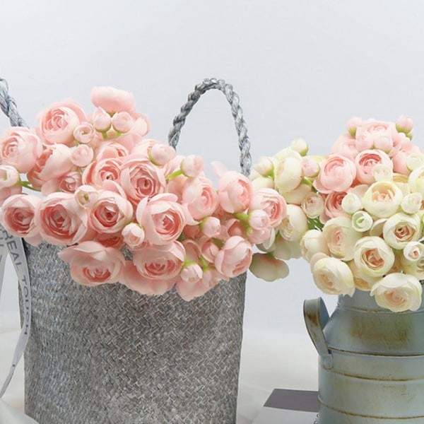 Ranunculus Bouquet with Buds, Fake Buttercup Craft, Artificial Flower, Home Floral Decor, Wedding Party Arrangement, Table Bloom Centerpiece