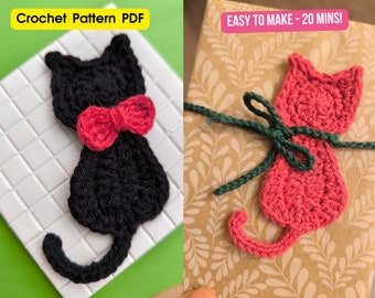 Crochet Cat Applique Pattern: Easy Gift Tags, Charms (PDF Pattern)