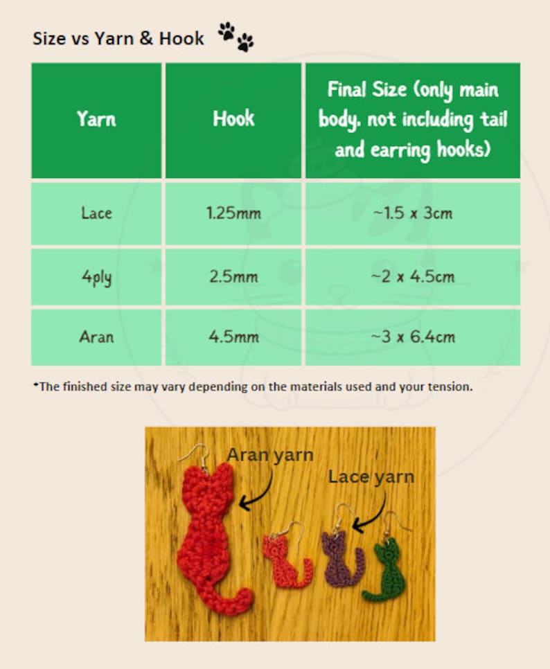 Crochet Cat Earrings PDF Pattern Christmas Gift Birthday Gift for Cat