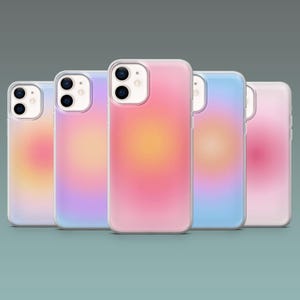 Custodia Aura per telefono, cover estetica sfumata rosa per iPhone 16Pro, 15, 14, 13, 12, 11, Samsung S25, S24, S23, S22, A16, A55, A25, Pixel 9Pro, 8