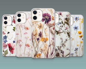 Simple flower Phone Case Floral Cover for iPhone 17, 17e, 16e, 15, 14, 13, 12, Samsung S26, S26+, S25Fe, S24, A16, A56, Pixel 10Pro, 10a, 9A