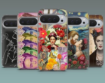 Frida Khalo Phone Case Kahlo Painting Cover for Google Pixel 10, 10Pro, 9Pro, 9A, 9, 8A, 7, 6, iPhone 17, 16, 15, Samsung S25, S24, A17, A16