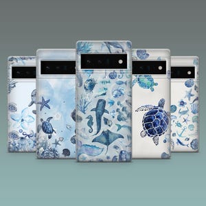 Sea Creatures Phone Case Ocean Aquatic animals Cover for Google Pixel 10Pro, 9Pro, 9A, 8A, 7, iPhone 17, 16e, 15, Samsung S25, S24, S23, A16