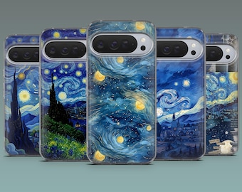 Starry Night Phone Case Van Gogh art Cover for Google Pixel 10, 10Pro, 9Pro, 9A, 9, 8A, 7, 6, iPhone 17, 16, 15, Samsung S25, S24, A17, A16