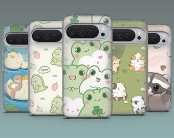 Capa de celular com animais kawaii, perfeita para amantes de animais, para Google Pixel 10, 10 Pro, 9A, 8 Pro, 8A, 7A, 7, iPhone 17, 16e, 15, 14, Samsung S25, A16.