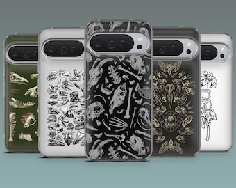 Capa de celular com estampa de fósseis de animais e ossos de dinossauro para Google Pixel 10, 10Pro, 9Pro, 9A, 9, 8A, 7, 6, iPhone 17, 16, 15, Samsung S25Fe, S24, A16
