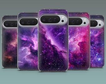 Lila Space Phone Case Celestial Universe Cover für Google Pixel 10, 10Pro, 9A, 8Pro, 8A, 7A, iPhone 17Pro, 16, 15, 14, Samsung S25Fe, S24