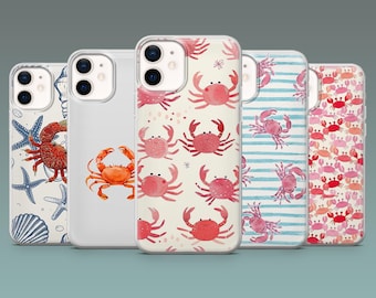 Cute Crab Phone Case Fun Kawaii Lobster Cover for iPhone 17, 17e, 16e, 15, 14, 13, 12, Samsung S26, S25Fe, S24, A16, A56, Pixel 10Pro, 10a