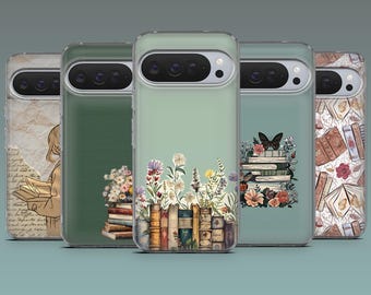 Funda para teléfono Booklover con diseño literario para Google Pixel 10, 10Pro, 9A, 8Pro, 8A, 7A, 7, iPhone 17, 16, 15, 14, Samsung S25Fe, S24, A16
