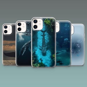 Funda para teléfono Ocean Life con animales náuticos para iPhone 17, 16, 15, 14, 13, 12, Samsung S25, S24Fe, S23, S22, A16, A54, A25, Pixel 10Pro, 9A