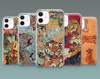 Capa de celular com estampa de tigre, capa assustadora para iPhone 17, 17e, 16e, 15, 14, 13, 12, Samsung S26, S25Fe, S24, A16, A56, Pixel 10Pro, 10a