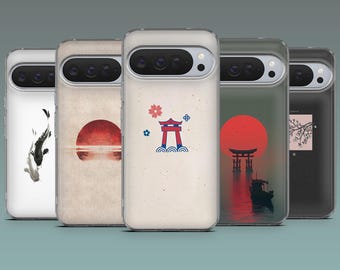 Japans telefoonhoesje Minimal art Cover voor Google Pixel 10, 10Pro, 9Pro, 9A, 9, 8A, 7, 6, iPhone 17Pro, 16, 15, Samsung S25Fe, S24, A17, A16