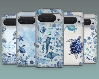 Cover per telefono con creature marine e animali acquatici per Google Pixel 11Pro, 10Pro, 9A, 8, iPhone 17, 16, 15, Samsung S25Fe, S24, S23, A16