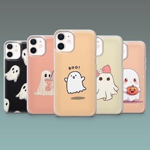 Spooky Phone Case Cute Ghosts Cover for iPhone 17Pro, 16Pro, 15, 14, 13, 12, Samsung S25Edge, S24Fe, S23, A16, A56, A55, Pixel 10Pro, 9A, 8A